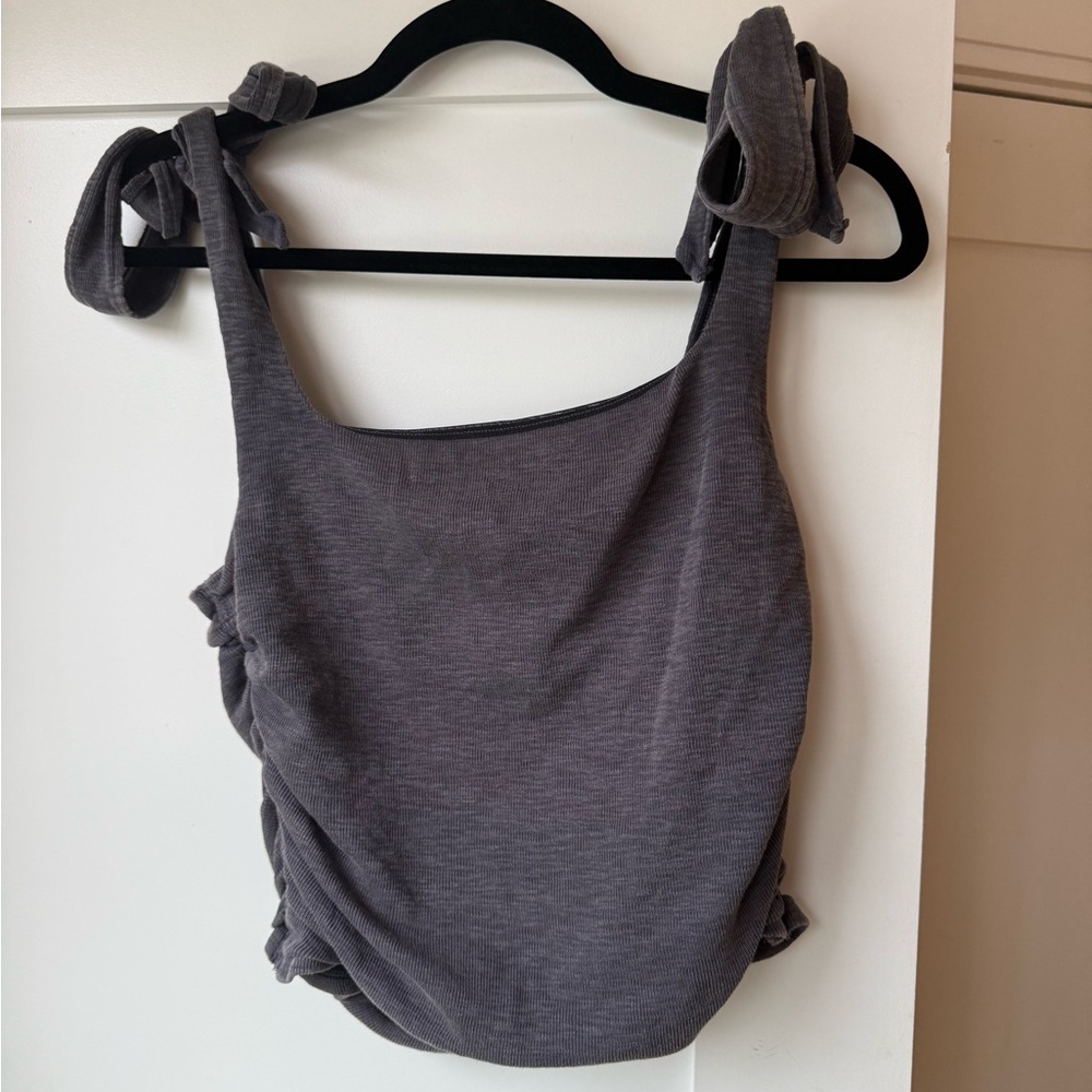 Free People Charcoal Tank Top with Tie Straps